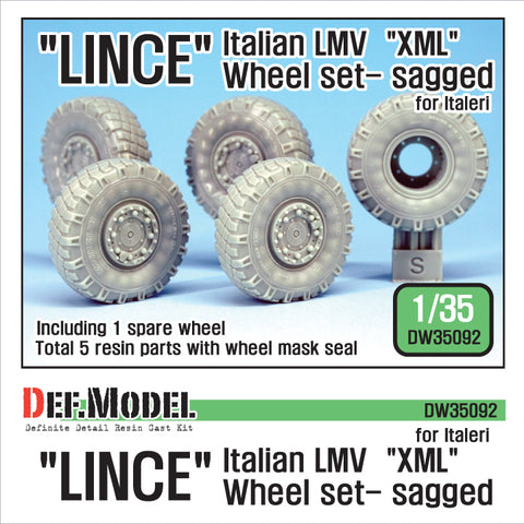 DEF Model DW35092 1/35 Italian LMV Lince "XML" Sagged Wheel set (for Italeri 1/35)