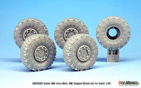 DEF Model DW35092 1/35 Italian LMV Lince "XML" Sagged Wheel set (for Italeri 1/35)