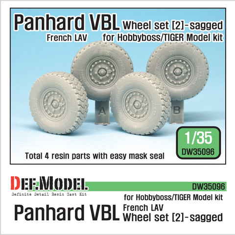 DEF Model DW35096 1/35 French Panhard VBL LAV Sagged Wheel set - 2( for Tiger model, Hobbyboss 1/35)
