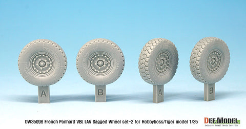DEF Model DW35096 1/35 French Panhard VBL LAV Sagged Wheel set - 2( for Tiger model, Hobbyboss 1/35)
