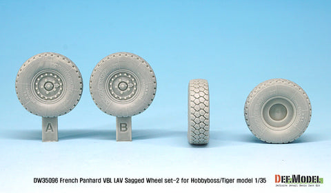 DEF Model DW35096 1/35 French Panhard VBL LAV Sagged Wheel set - 2( for Tiger model, Hobbyboss 1/35)