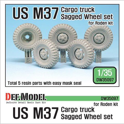 DEF Model DW35097 1/35 U.S. M37 Cargo truck Sagged Wheel set ( for Roden 1/35)
