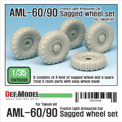 DEF Model DW35098 1/35 Franch AML-60/90 Sagged Wheel set (for Takom 1/35)