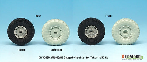DEF Model DW35098 1/35 Franch AML-60/90 Sagged Wheel set (for Takom 1/35)