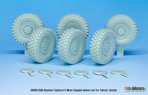 DEF Model DW35100A 1/35 Russian Typhoon-K 6X6 MRAP Sagged Wheel set (for Takom, Zvezda 1/35)- Retooled