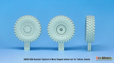 DEF Model DW35100A 1/35 Russian Typhoon-K 6X6 MRAP Sagged Wheel set (for Takom, Zvezda 1/35)- Retooled