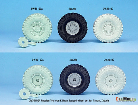 DEF Model DW35100A 1/35 Russian Typhoon-K 6X6 MRAP Sagged Wheel set (for Takom, Zvezda 1/35)- Retooled