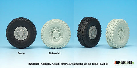 DEF Model DW35100A 1/35 Russian Typhoon-K 6X6 MRAP Sagged Wheel set (for Takom, Zvezda 1/35)- Retooled