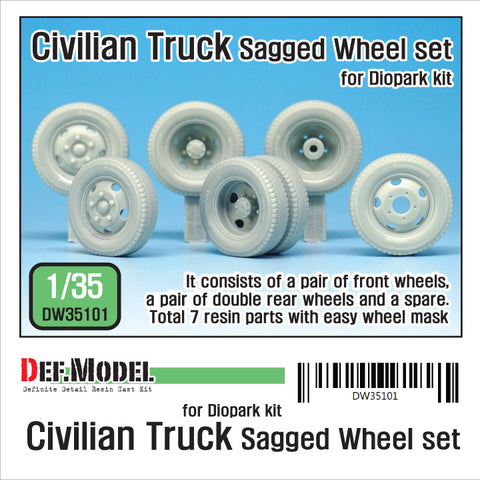 DEF Model DW35101 1/35 Japanese Civilian Truck Sagged Wheel set ( for Diopark 1/35)