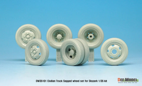 DEF Model DW35101 1/35 Japanese Civilian Truck Sagged Wheel set ( for Diopark 1/35)