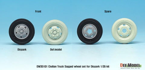 DEF Model DW35101 1/35 Japanese Civilian Truck Sagged Wheel set ( for Diopark 1/35)