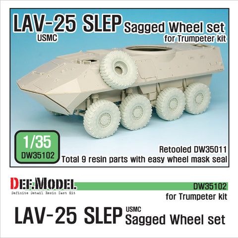 DEF Model DW35102 1/35 US LAV-25 SLEP Sagged Wheel set (for Trumpeter 1/35) Retooled DW35011