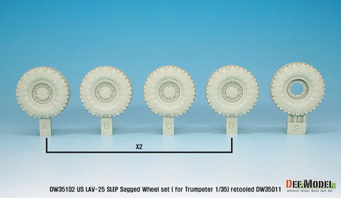 DEF Model DW35102 1/35 US LAV-25 SLEP Sagged Wheel set (for Trumpeter 1/35) Retooled DW35011