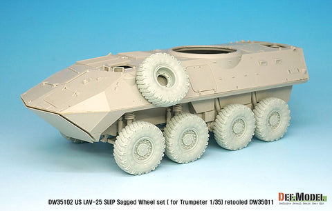 DEF Model DW35102 1/35 US LAV-25 SLEP Sagged Wheel set (for Trumpeter 1/35) Retooled DW35011
