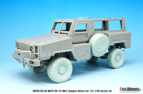 DEF Model DW35103 1/35 US MATV RG-31 Mk.5 Sagged Wheel set ( for Kinetic 1/35)