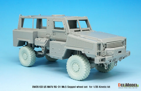 DEF Model DW35103 1/35 US MATV RG-31 Mk.5 Sagged Wheel set ( for Kinetic 1/35)