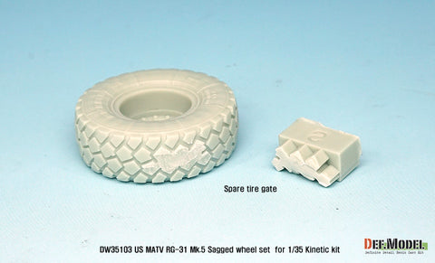 DEF Model DW35103 1/35 US MATV RG-31 Mk.5 Sagged Wheel set ( for Kinetic 1/35)