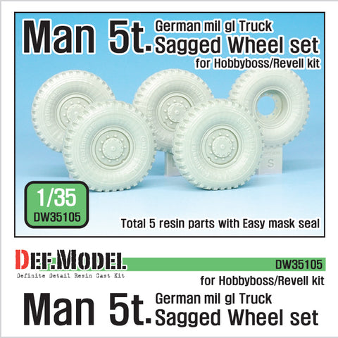 DEF Model DW35105 1/35 German Man 5t. milgl 4x4 Truck Sagged Wheel set (for Revell,Hobbyboss 1/35)
