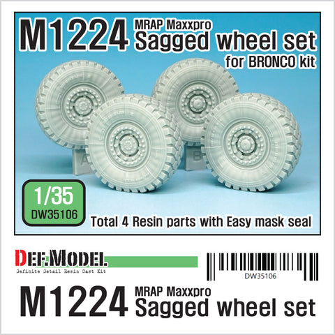 DEF Model DW35106 1/35 U.S M1224 MRAP M-pro Sagged wheel set (for Bronco 1/35)