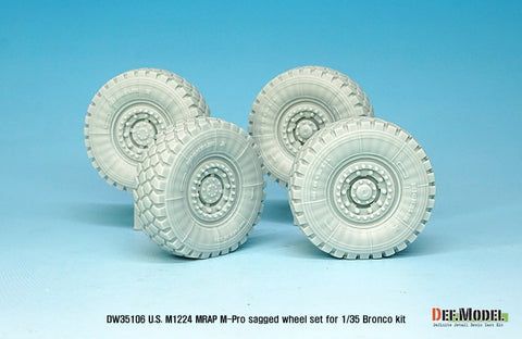 DEF Model DW35106 1/35 U.S M1224 MRAP M-pro Sagged wheel set (for Bronco 1/35)