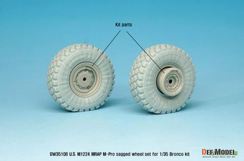 DEF Model DW35106 1/35 U.S M1224 MRAP M-pro Sagged wheel set (for Bronco 1/35)