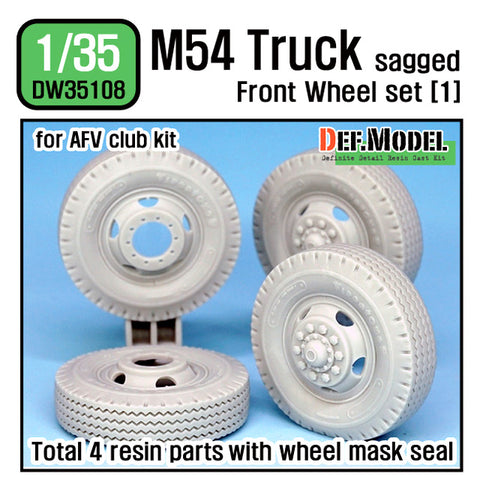 DEF Model DW35108 1/35 US M54A2 Cargo Truck Sagged Front wheel set(1)- Civilian type( for AFV club 1/35)