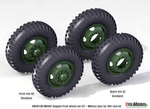 DEF Model DW35109 1/35 US M54A2 Cargo Truck Sagged Front wheel set)2)- Military type( for AFV club 1/35)