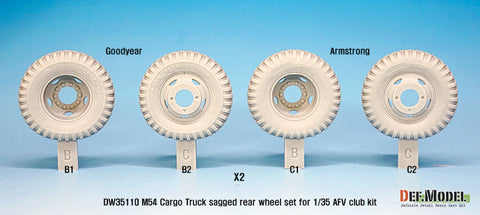 DEF Model DW35110 1/35 US M54A2 Cargo Truck Sagged Rear wheel set-Heavy load ( for AFV club 1/35)