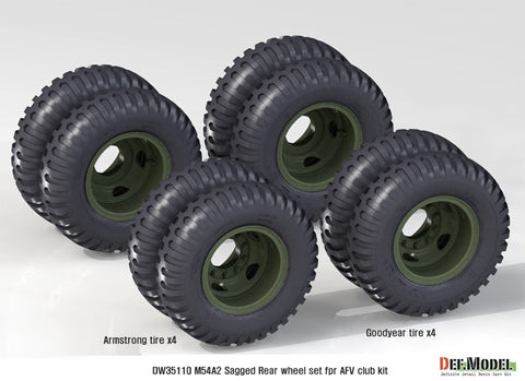 DEF Model DW35110 1/35 US M54A2 Cargo Truck Sagged Rear wheel set-Heavy load ( for AFV club 1/35)