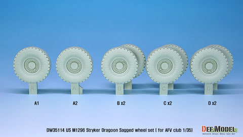 DEF Model DW35114 1/35 US M1296 Stryker Dragoon Sagged wheel set ( for AFV club 1/35)