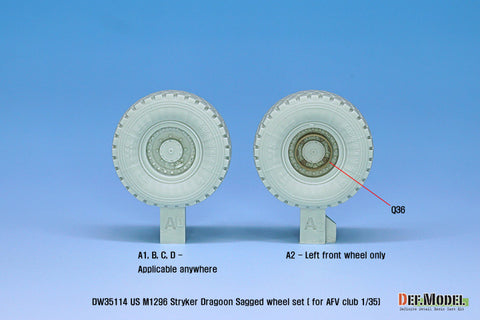 DEF Model DW35114 1/35 US M1296 Stryker Dragoon Sagged wheel set ( for AFV club 1/35)