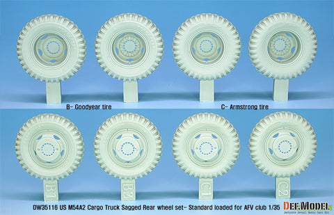 DEF Model DW35116 1/35 US M54A2 Cargo Truck Sagged Rear wheel set- Standard loaded ( for AFV club 1/35)