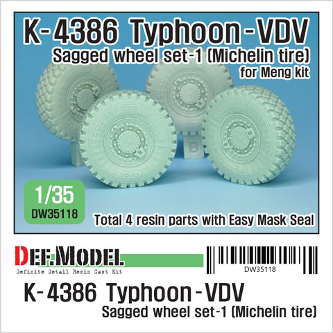 DEF Model DW35118 1/35 Russian K-4386 Typhoon-VDV Sagged wheel set 1- Michelin ( for meng 1/35)