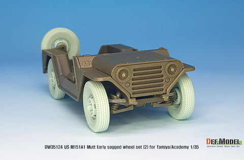 DEF Model DW35124 1/35 US M151A1 Early sagged wheel set(2)- Civilian tire (for Tamiya/Academy 1/35) (Included front suspension parts)