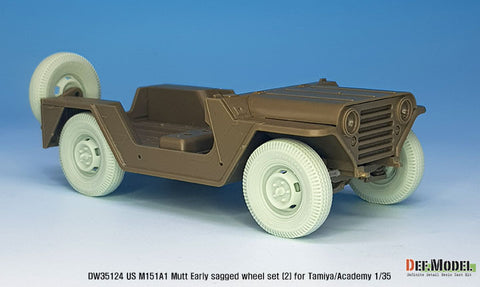 DEF Model DW35124 1/35 US M151A1 Early sagged wheel set(2)- Civilian tire (for Tamiya/Academy 1/35) (Included front suspension parts)