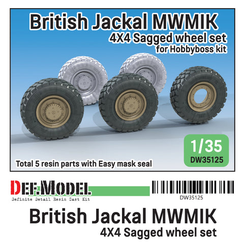 DEF Model DW35125 1/35 UK Jackal1 MWMIK 4x4 Sagged wheel set ( for Hobbyboss 1/35)