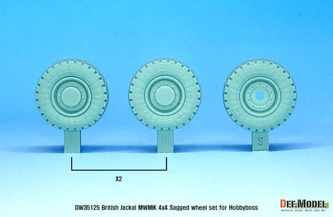 DEF Model DW35125 1/35 UK Jackal1 MWMIK 4x4 Sagged wheel set ( for Hobbyboss 1/35)