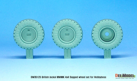 DEF Model DW35125 1/35 UK Jackal1 MWMIK 4x4 Sagged wheel set ( for Hobbyboss 1/35)