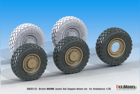 DEF Model DW35125 1/35 UK Jackal1 MWMIK 4x4 Sagged wheel set ( for Hobbyboss 1/35)