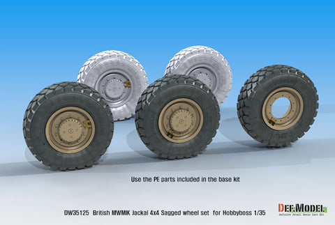 DEF Model DW35125 1/35 UK Jackal1 MWMIK 4x4 Sagged wheel set ( for Hobbyboss 1/35)