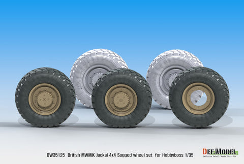 DEF Model DW35125 1/35 UK Jackal1 MWMIK 4x4 Sagged wheel set ( for Hobbyboss 1/35)
