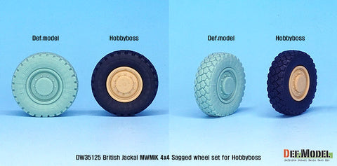 DEF Model DW35125 1/35 UK Jackal1 MWMIK 4x4 Sagged wheel set ( for Hobbyboss 1/35)