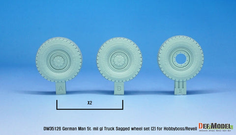 DEF Model DW35126 1/35 German Man 5t. mil gl Truck Sagged wheel set (2) Continetal HCS ( for Hobbyboss/Revell 1/35)