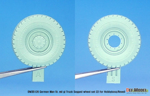 DEF Model DW35126 1/35 German Man 5t. mil gl Truck Sagged wheel set (2) Continetal HCS ( for Hobbyboss/Revell 1/35)