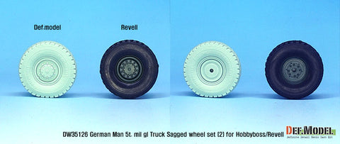 DEF Model DW35126 1/35 German Man 5t. mil gl Truck Sagged wheel set (2) Continetal HCS ( for Hobbyboss/Revell 1/35)