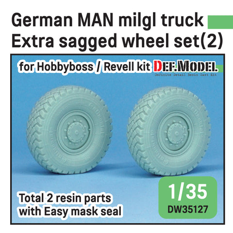 DEF Model DW35127 1/35 German Man milgl Truck Extra 2ea Sagged wheel set(2) Continetal HCS ( for Hobbyboss/Revell 1/35)