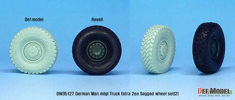 DEF Model DW35127 1/35 German Man milgl Truck Extra 2ea Sagged wheel set(2) Continetal HCS ( for Hobbyboss/Revell 1/35)