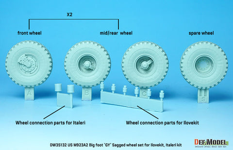 DEF Model DW35132 1/35 M923A2 BIG FOOT Truck Goodyear Sagged Wheel set (for Ilovekit, Italeri 1/35)
