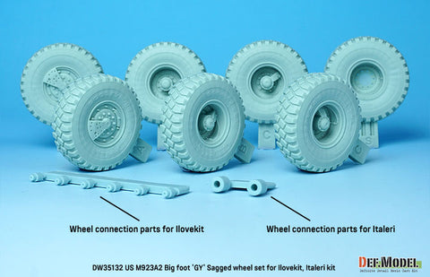 DEF Model DW35132 1/35 M923A2 BIG FOOT Truck Goodyear Sagged Wheel set (for Ilovekit, Italeri 1/35)