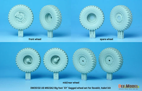 DEF Model DW35132 1/35 M923A2 BIG FOOT Truck Goodyear Sagged Wheel set (for Ilovekit, Italeri 1/35)
